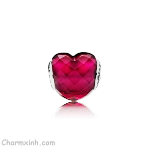 Charm thuỷ tinh tim LOVE ESSENCE Charm, Fuchsia Red Crystal Pandora GL 003